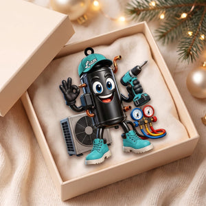HVAC Compressor Mascot OK Hand Ornament โ Funny Personalized Gift for AC Technicians