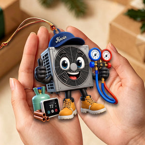 Thumbs-up HVAC Unit Mascot Hanging Ornament โ Personalized Gift For Heating & Cooling Professionals