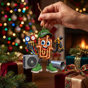 Copper Pipes HVAC Mascot Ornament โ Funny Personalized Gift for AC Technicians