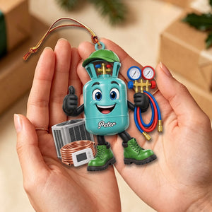 HVAC Refrigerant Tank Mascot Ornament โ Funny Personalized Heating & Cooling Tech Gift