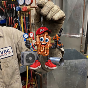 Copper Pipes HVAC Mascot Ornament โ Funny Personalized Gift for AC Technicians