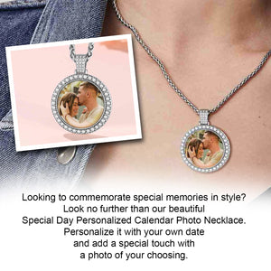 Special Day Personalized Calendar Photo Necklace With Cubic Zirconia