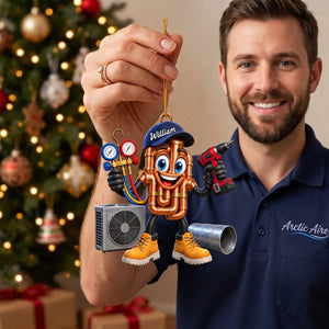 Copper Pipes HVAC Mascot Ornament โ Funny Personalized Gift for AC Technicians