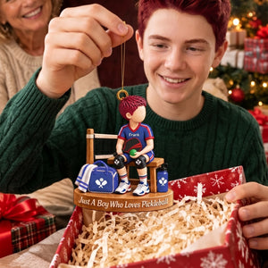 Personalized Pickleball Boy Girl Christmas Ornament - Custom Pickleball Player Gift