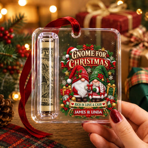 Custom Name Couple Christmas Money Holder Acrylic Ornament – Personalized Holiday Keepsake