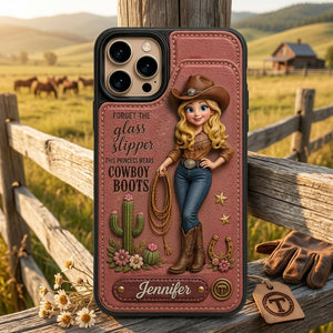 Personalized Cowgirl Leather Flip Wallet Phone Case โ Gift For Cowgirls