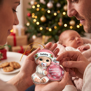 Baby Beside Christmas Bauble โ Baby's 1st Christmas Personalized Ornament