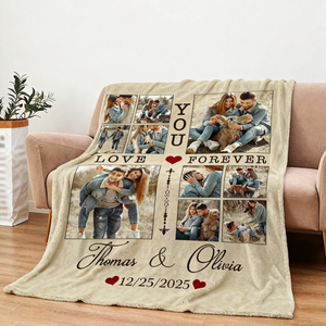 Personalized Couple Blanket With Photo, Custom Photo Blanket For Her, Picture Collage Gift For Couple, Anniversary Valentineās Day Gifts For Her