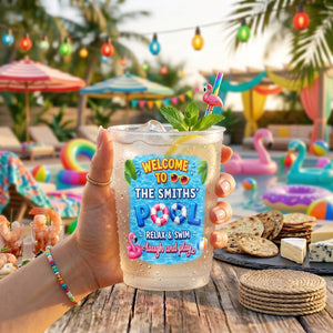 WELCOME TO POOL Summer Vacation And Poolside Gifts- Personalized Frosted Cups for Pool Party