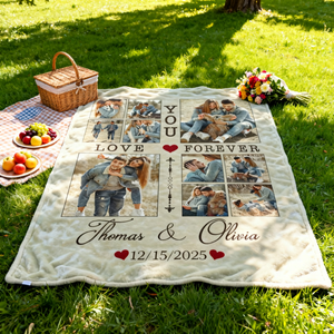 Personalized Couple Blanket With Photo, Custom Photo Blanket For Her, Picture Collage Gift For Couple, Anniversary Valentineās Day Gifts For Her
