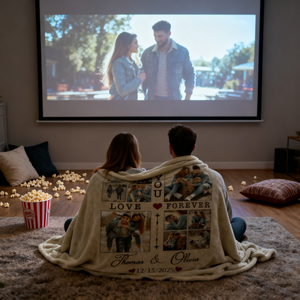 Personalized Couple Blanket With Photo, Custom Photo Blanket For Her, Picture Collage Gift For Couple, Anniversary Valentineās Day Gifts For Her
