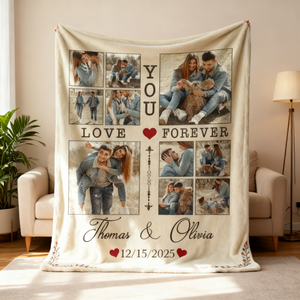 Personalized Couple Blanket With Photo, Custom Photo Blanket For Her, Picture Collage Gift For Couple, Anniversary Valentineās Day Gifts For Her