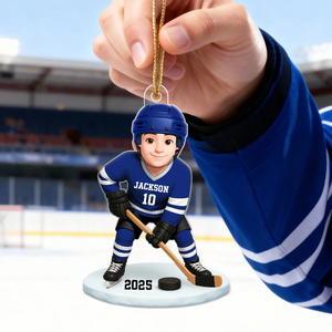 Hockey Girl Boy - Personalized Acrylic Ornament - Christmas Gift for Daughter Son
