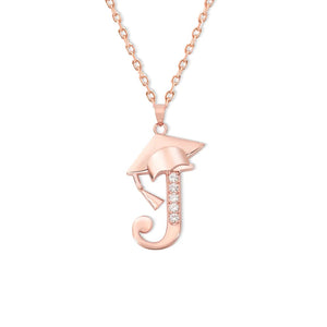 Dainty Graduation Cap Zircon Initial Necklace Gift for Her/Girlfriend/Daughter