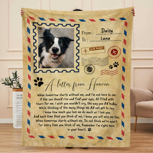 Loss Of Dog Gift, Pet Memorial Blanket, Personalized Letter From The Heaven Blanket