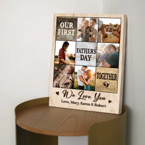 Personalized Our First Fathers Day Gifts 2025,Custom Daddy Photo Collages Canvas Poster