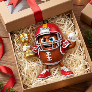 Personalized Cute American Football Mascot Acrylic Hanging Ornament | Unique Gift For Football Fans