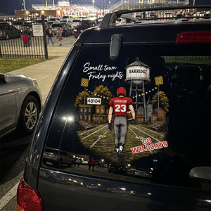 Custom Town Name & Zip Code Car Decal โ Personalized Game Day Gift For Football Mom & Mama