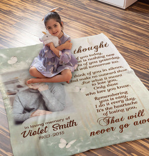Personalized Memorial Blanket, I Thought of You Today Remembrance Fleece Blanket, Memorial Sympathy Gift for Loss of Loved Ones in Heaven