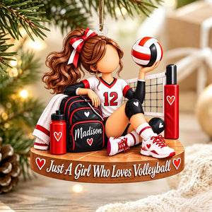 Just a Girl Who Loves Volleyball - Personalized Volleyball Player Ornament,Christmas Gift for Teen Girl