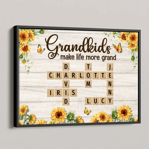 Grandkids Make Life More Grand Crossword Puzzle Sunflower Personalized Canvas/Poster