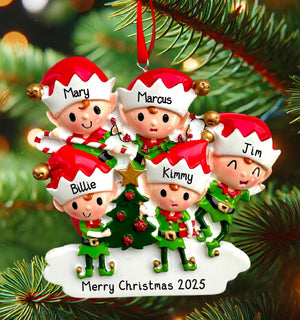 Personalized Elves Elf Family Christmas Ornament
