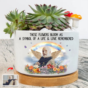 Personalized These Flowers Bloom Memorial Photo Plant Pot