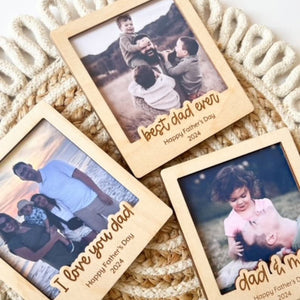 Best Dad Ever - Custom Text Wooden Photo Frame Fridge Magnet, Photo keepsake Fathers Day gift