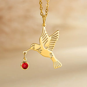 Personalized Dainty Hummingbird Necklace with Birthstone Bird Jewelry Mother's Day Gift for Women