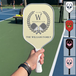 Custom Name Personalized Family Pickleball Club Monogram Paddle