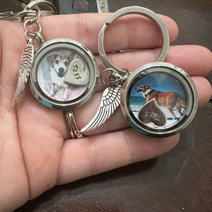 Engraved Name Photo Personalized Pet Keychain, Memorial Dog Fur keepsake