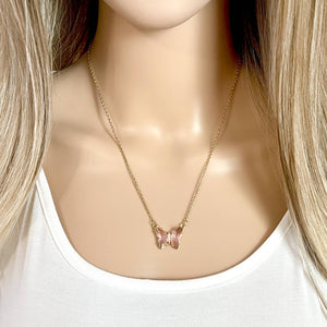 Crystal Butterfly Charm Necklace