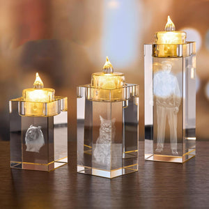 Personalized 3D Photo Engraved Crystal Candelabra