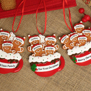 Personalized Christmas Gingerbread Family Ornament