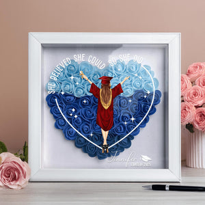 Class Of 2025 Graduation Gift So She Did - Personalized Flower Shadow Box