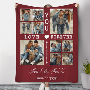 Personalized Couple Blanket With Photo, Custom Photo Blanket For Her, Picture Collage Gift For Couple, Anniversary Valentineās Day Gifts For Her