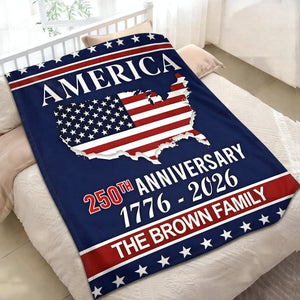 America 250th Anniversary Blanket Personalized Family Name Blanket
