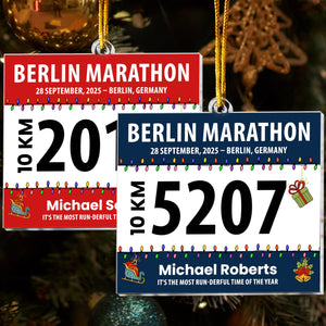 Race Bib For Runner - Personalized Acrylic Ornament