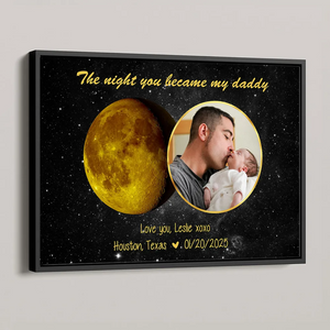 Moon Phase Art The Day You Became My Daddy Mommy Personalized Poster, Gift For New Mom, New Dad