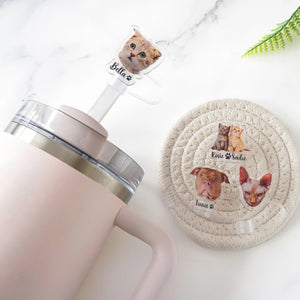 Personalized Custom Pet Photo Tumbler Straw Cover Gift For Pet Lovers
