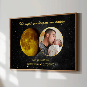 Moon Phase Art The Day You Became My Daddy Mommy Personalized Poster, Gift For New Mom, New Dad