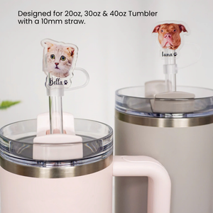 Personalized Custom Pet Photo Tumbler Straw Cover Gift For Pet Lovers