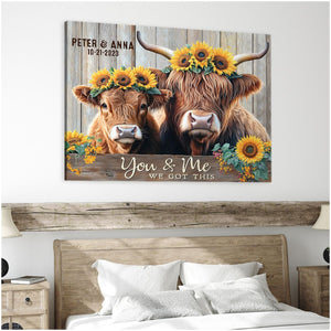 Personalized Couples Gifts Rustic Farmhouse Decor Highland Cows Canvas