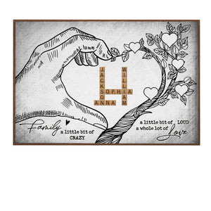 Heart Hand Tree Family Crossword Puzzle Personalized Canvas/Poster