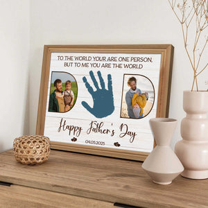 Personalized Father’s Day Handprint Canvas Poster,Custom Dad Photo Canvas