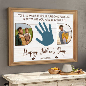 Personalized Father’s Day Handprint Canvas Poster,Custom Dad Photo Canvas