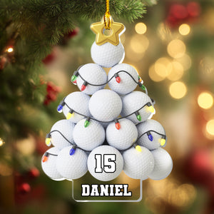 Golf Lovers - Personalized Golf Ball Tree Acrylic Ornament
