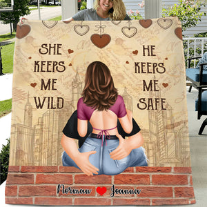 Personalized I Like Her Butt I Like His Beard Couple Quilt Blanket