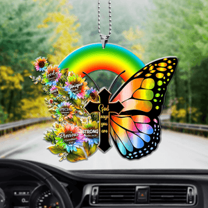 Personalized Rainbow Cross Butterfly God Says You Are Ornament