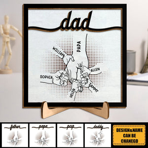 Personalized Dad Hand Bumps - Wooden Plaque